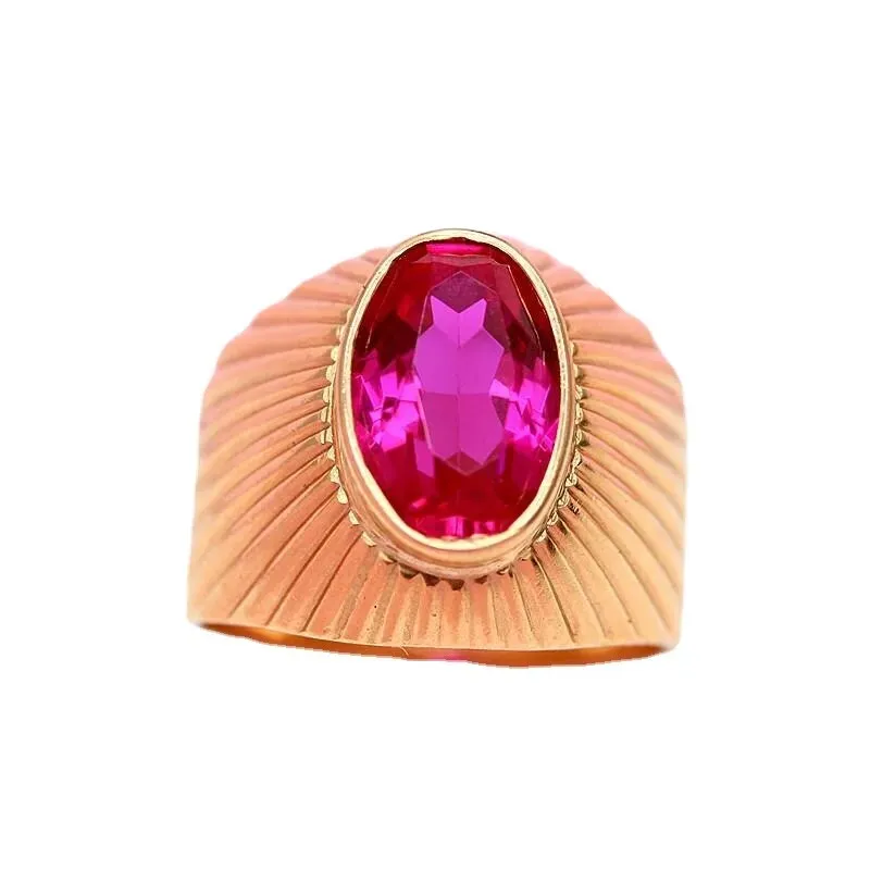 585 purple gold 14K rose gold wide version ruby resizable rings for women