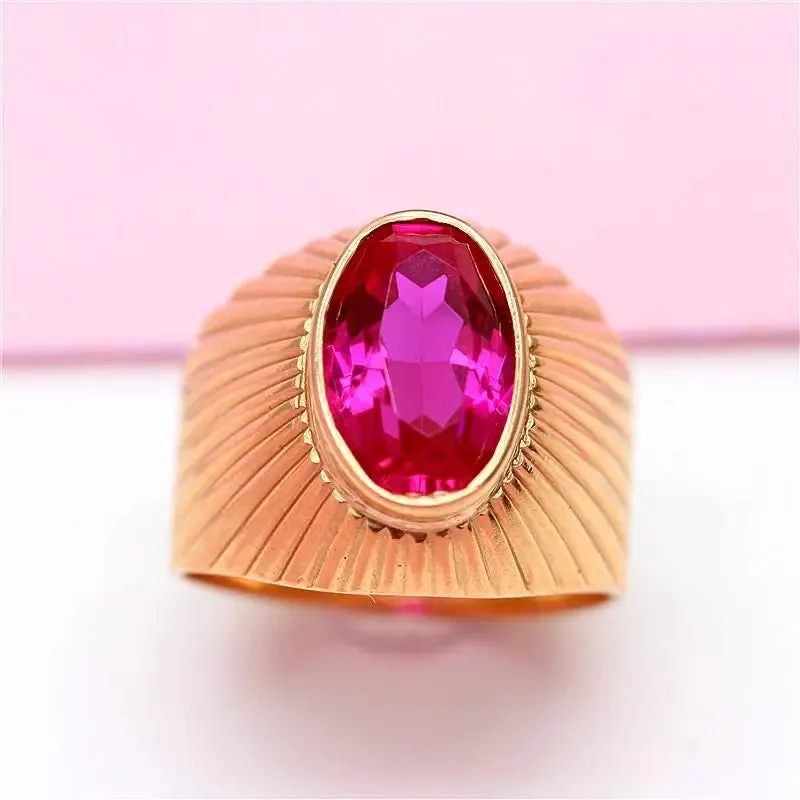 585 purple gold 14K rose gold wide version ruby resizable rings for women