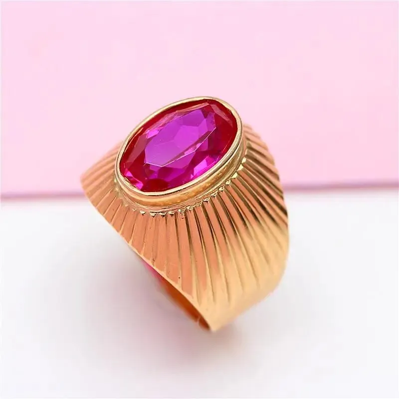 585 purple gold 14K rose gold wide version ruby resizable rings for women