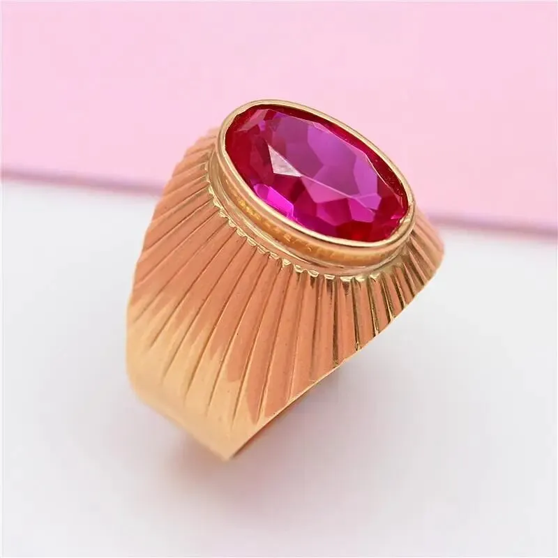 585 purple gold 14K rose gold wide version ruby resizable rings for women