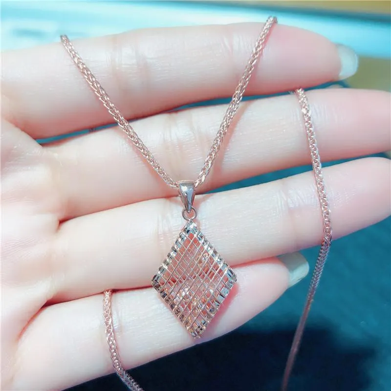 585 purple gold plated 14K rose rhombus type hollow ball pendant
