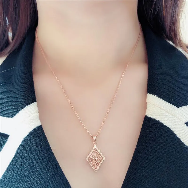 585 purple gold plated 14K rose rhombus type hollow ball pendant