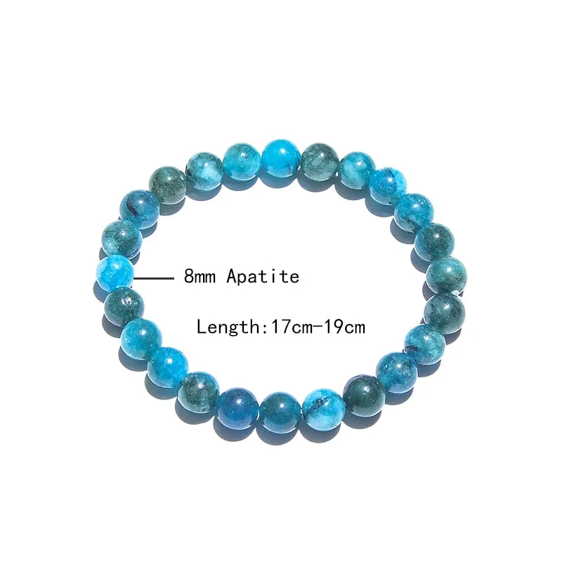 6mm Apatite Short Choker Necklace with Lobster Clasp Bracelet Beaded Tiny Dainty Minimalist Jewelry Sets