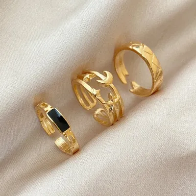 7Pcs Simple Trendy Punk Gothic Hip Hop Knuckles Rings Set