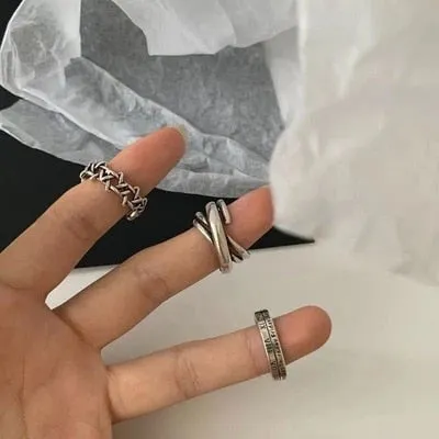 7Pcs Simple Trendy Punk Gothic Hip Hop Knuckles Rings Set
