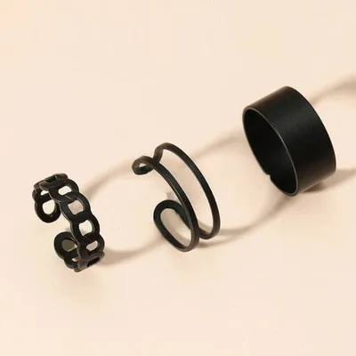 7Pcs Simple Trendy Punk Gothic Hip Hop Knuckles Rings Set