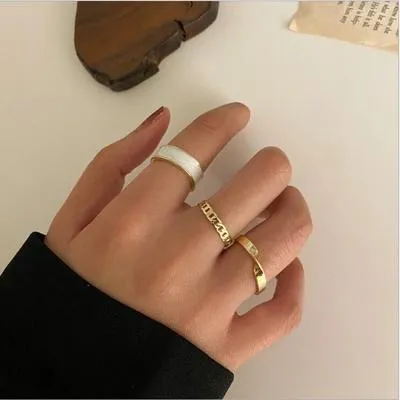 7Pcs Simple Trendy Punk Gothic Hip Hop Knuckles Rings Set