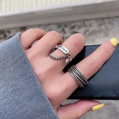 7Pcs Simple Trendy Punk Gothic Hip Hop Knuckles Rings Set