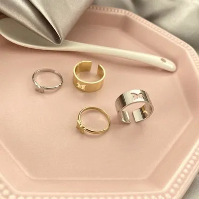7Pcs Simple Trendy Punk Gothic Hip Hop Knuckles Rings Set