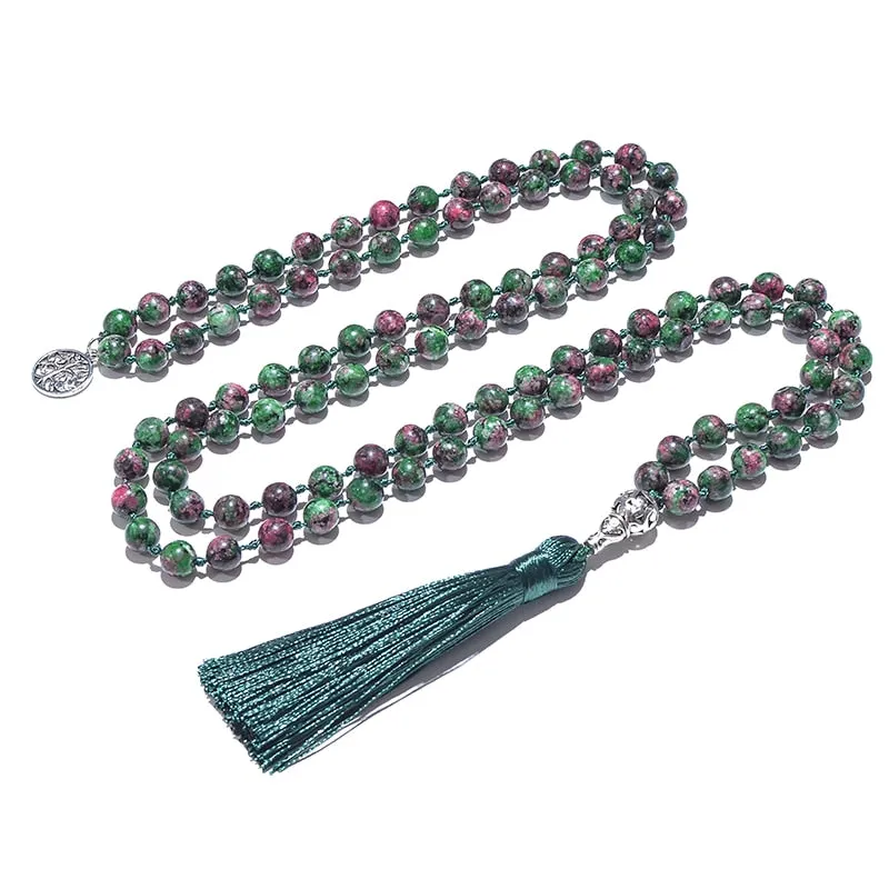 8mm African Turquoise Japamala Necklace Set 108 Beaded Meditation Yoga Jewelry