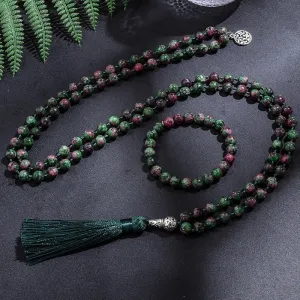 8mm African Turquoise Japamala Necklace Set 108 Beaded Meditation Yoga Jewelry