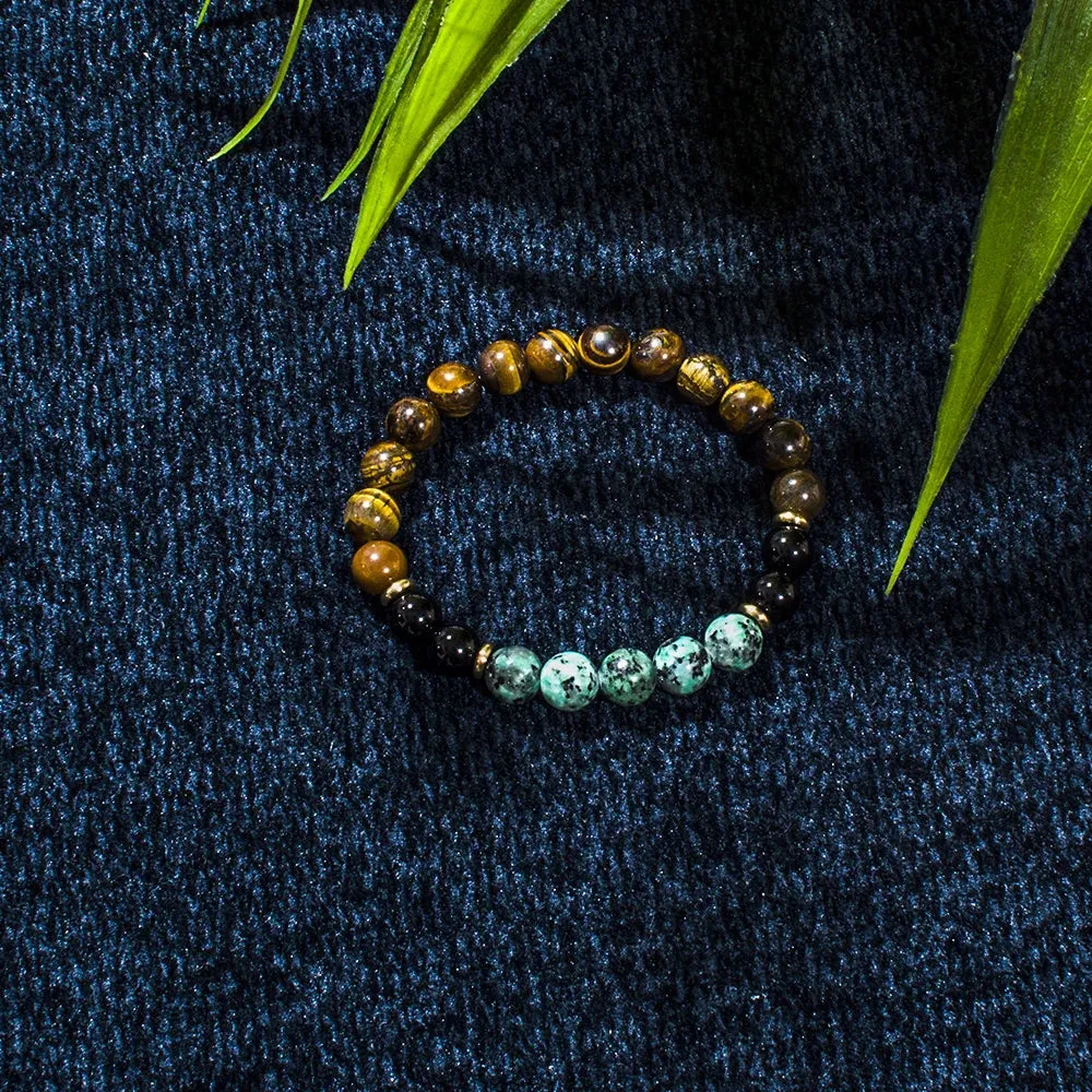 8mm Black Onyx African Turquoise Tiger Eye Beads 108 Mala Necklace Meditation Yoga Prayer Japamala Jewelry Set