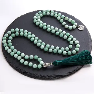 8mm Burmese Jade Knotted Beaded Mala Necklace Meditation Yoga Blessing Lucky Tibetan Jewelry
