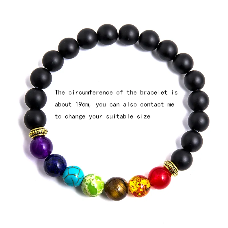 8mm Matte Black Onyx 7 Chakra Beaded Knotted 108 Mala Necklace