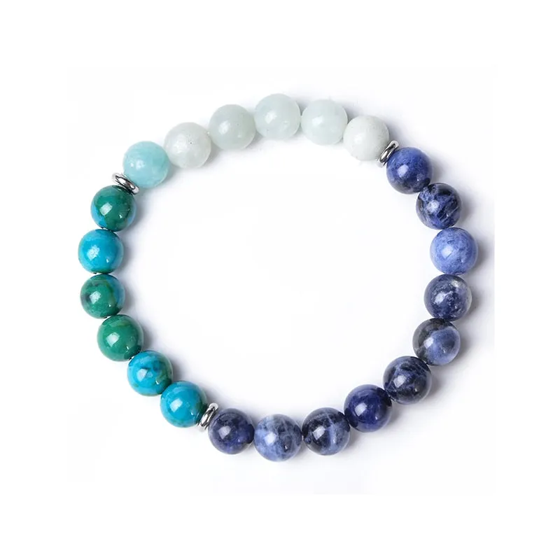 8mm Natural Blue Sodalite Phoenix Lapis Lazuli Amazonite Beaded Necklace