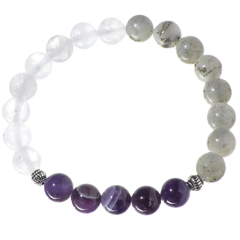 8mm Natural White Jade Labradorite Amethyst Necklace Bracelet