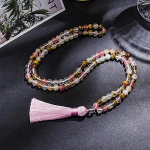 8mm Watermelon Tourmaline 108 Mala Beads Necklace