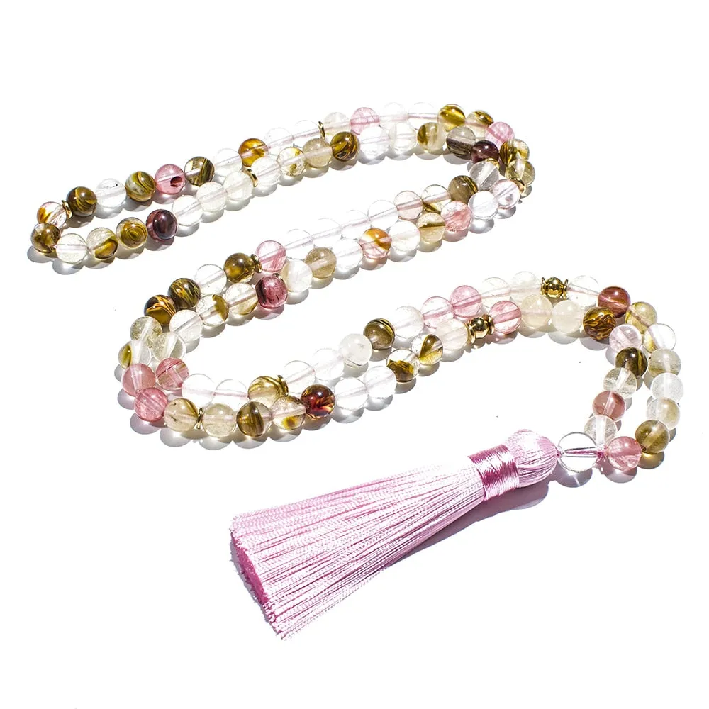 8mm Watermelon Tourmaline 108 Mala Beads Necklace