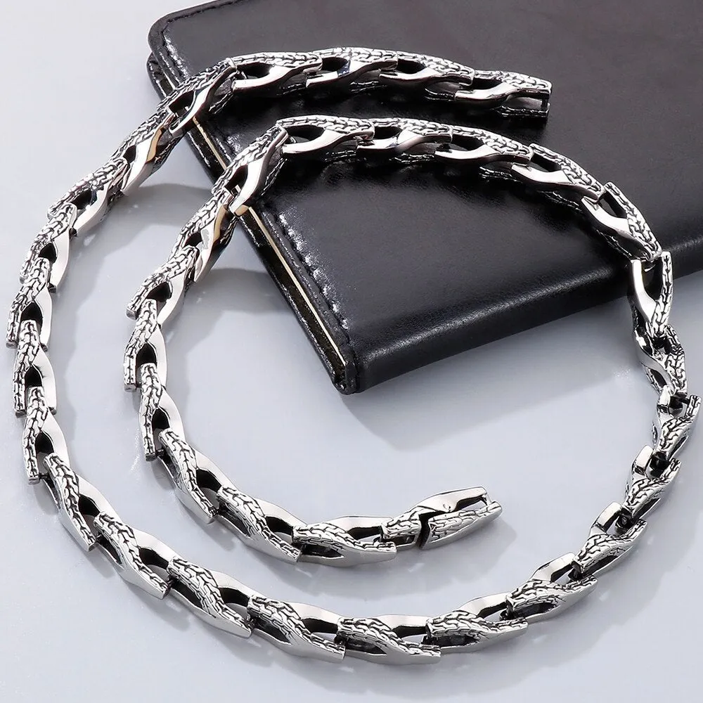 8MM Wide Snake Bone Chain Man Necklace for Men