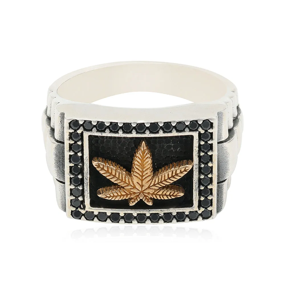 925 Hemp Serenity Leaf Oxidised Ring