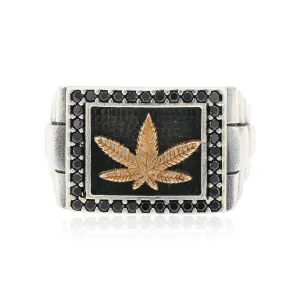 925 Hemp Serenity Leaf Oxidised Ring