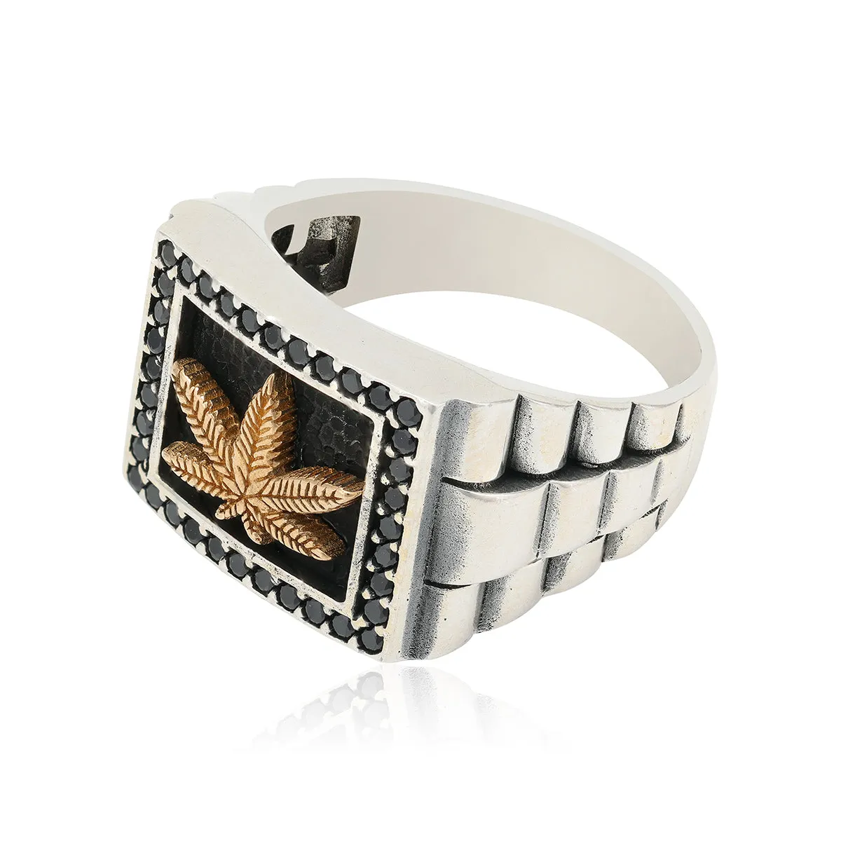 925 Hemp Serenity Leaf Oxidised Ring