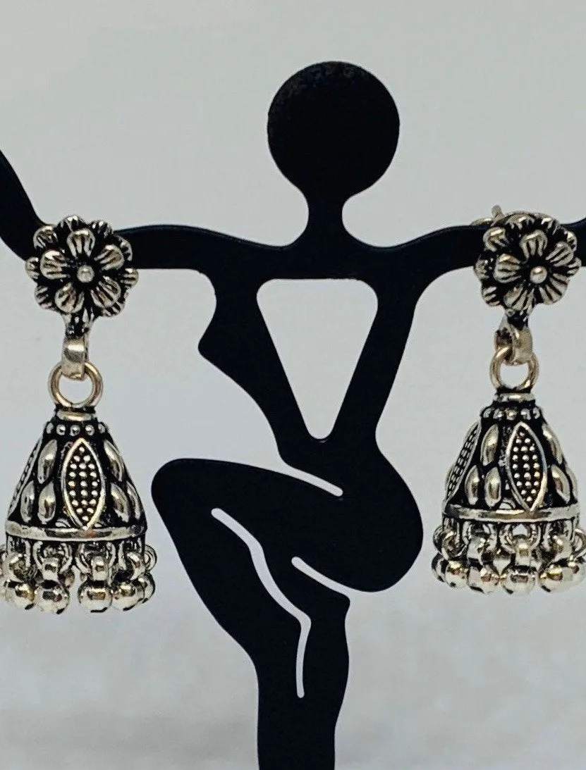 925 Silver Designer Jhoomki, Newest Collection, Contemporary Classical Mix Earrings