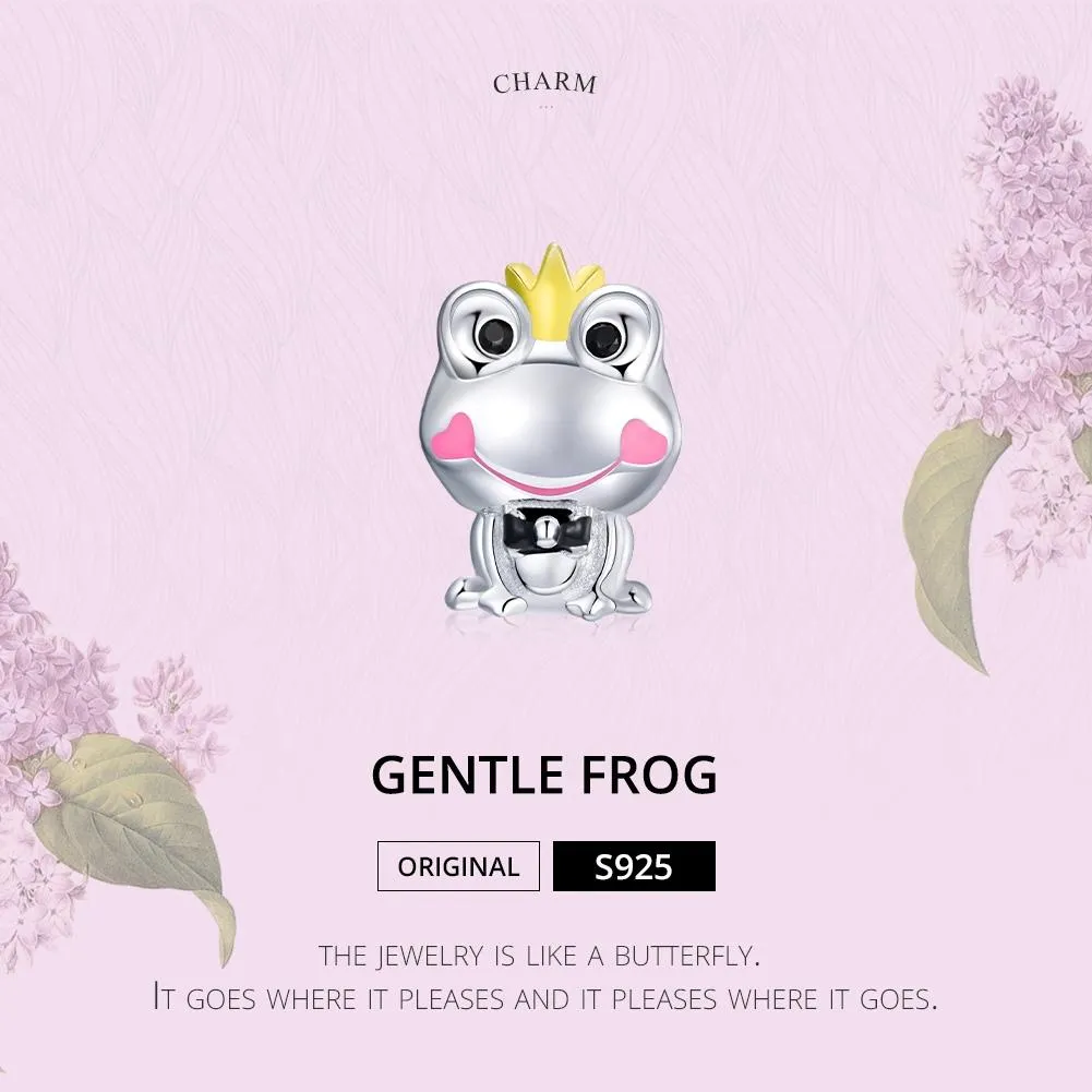 925 Sterling Silver Frog Prince Charm For Diy Bracelets & Necklaces