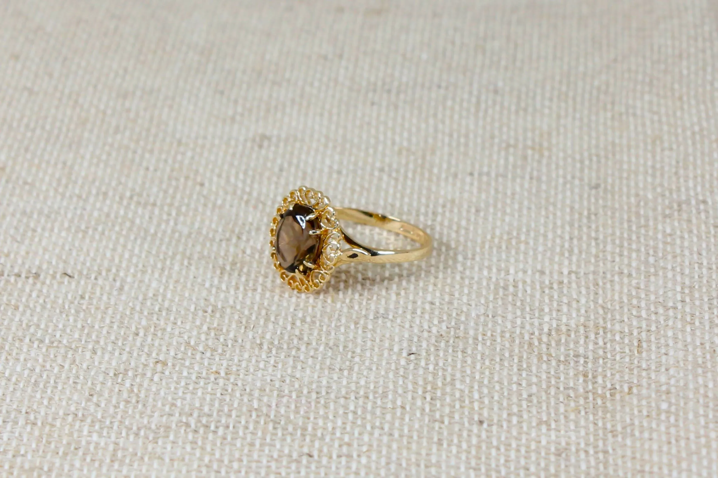 9ct Gold Vintage Smoky Citrine Ring