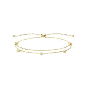 9CT Yellow Gold Double Chain Bracelet with Zirconia Detail