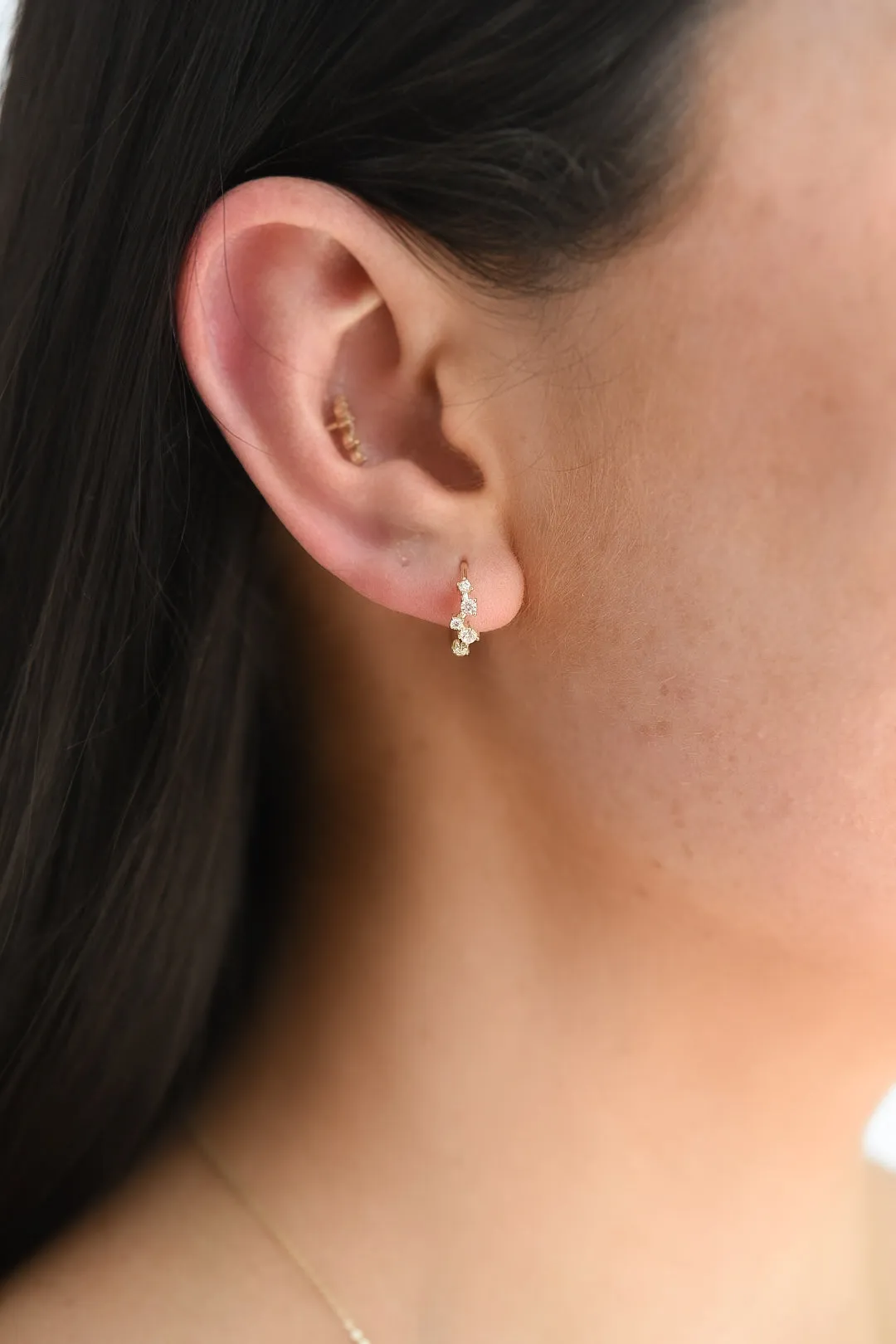 9ct Yellow Gold Scattered Cz Hoop Earrings