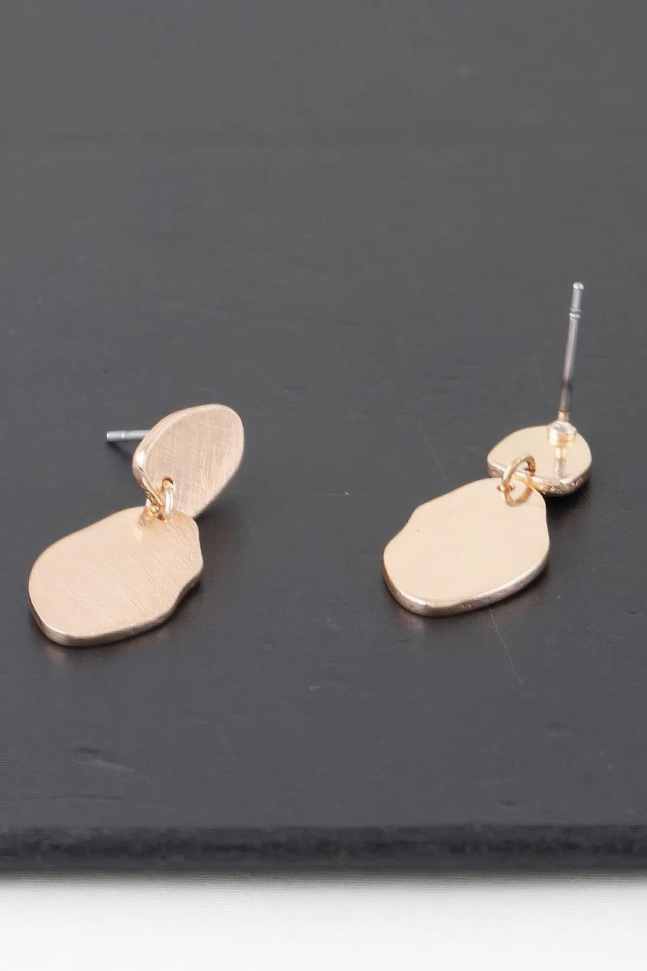 Abstract Double Engraved Drop Earrings