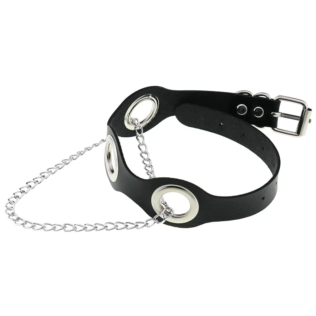 Aesthetic PU Leather Choker Collar For Women / Female Bondage Neckwear In Punk Fashion