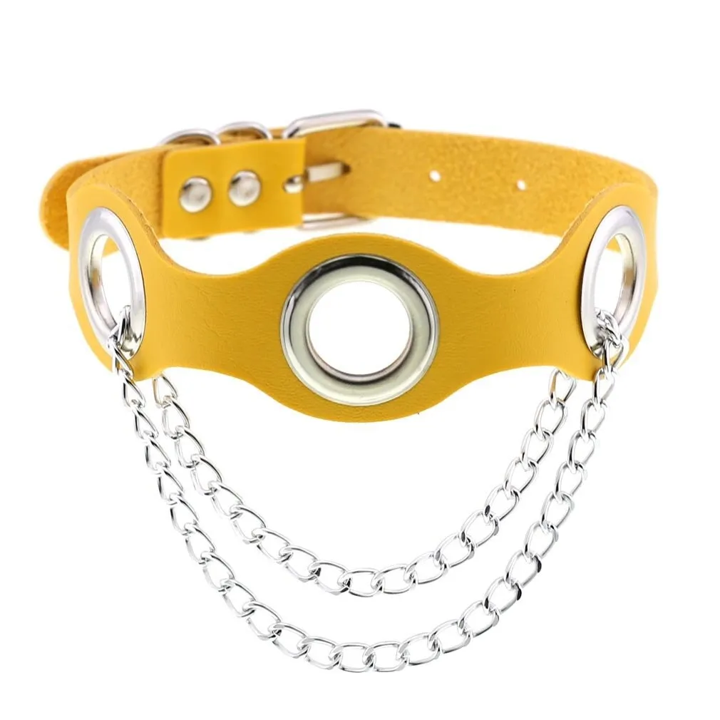 Aesthetic PU Leather Choker Collar For Women / Female Bondage Neckwear In Punk Fashion