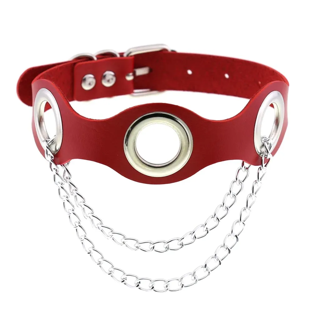 Aesthetic PU Leather Choker Collar For Women / Female Bondage Neckwear In Punk Fashion