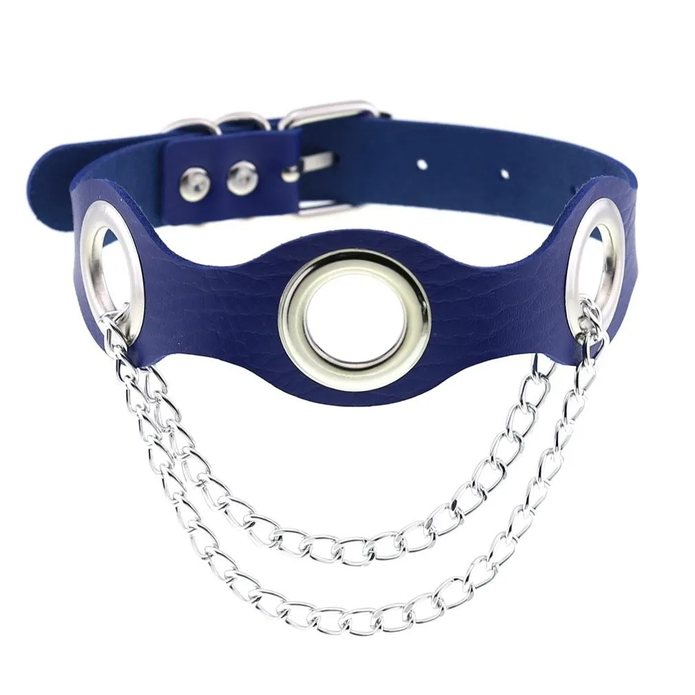 Aesthetic PU Leather Choker Collar For Women / Female Bondage Neckwear In Punk Fashion