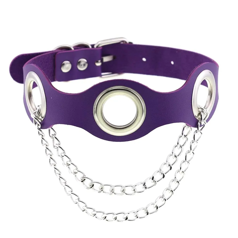 Aesthetic PU Leather Choker Collar For Women / Female Bondage Neckwear In Punk Fashion
