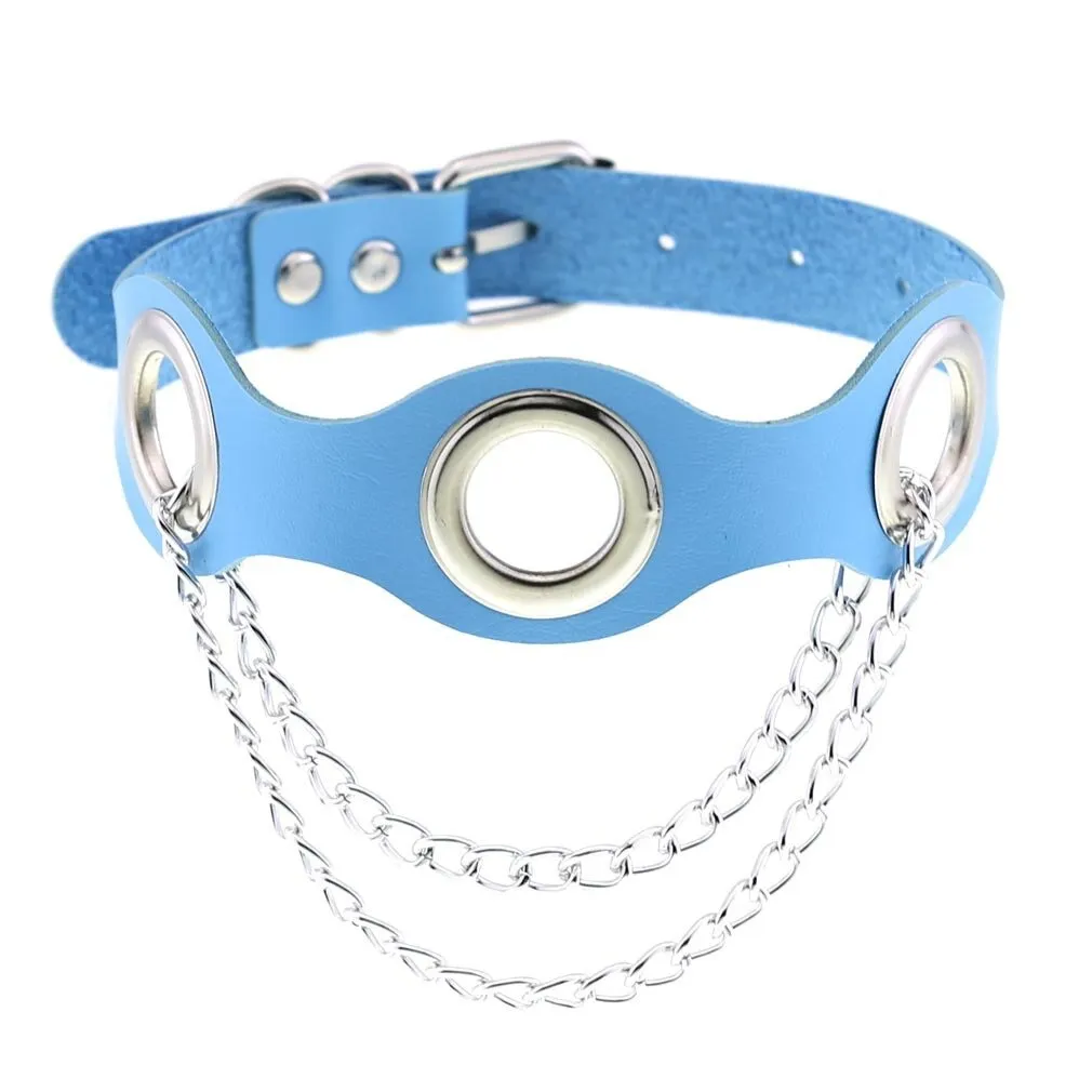 Aesthetic PU Leather Choker Collar For Women / Female Bondage Neckwear In Punk Fashion