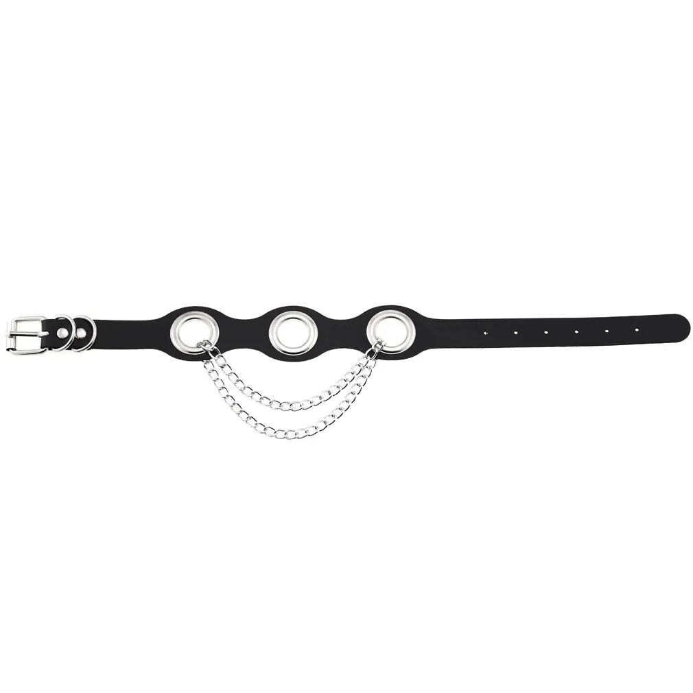 Aesthetic PU Leather Choker Collar For Women / Female Bondage Neckwear In Punk Fashion