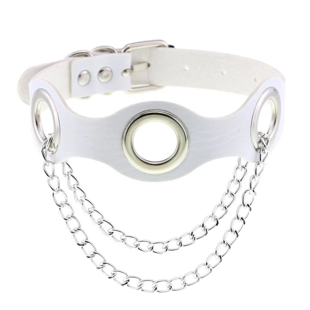 Aesthetic PU Leather Choker Collar For Women / Female Bondage Neckwear In Punk Fashion