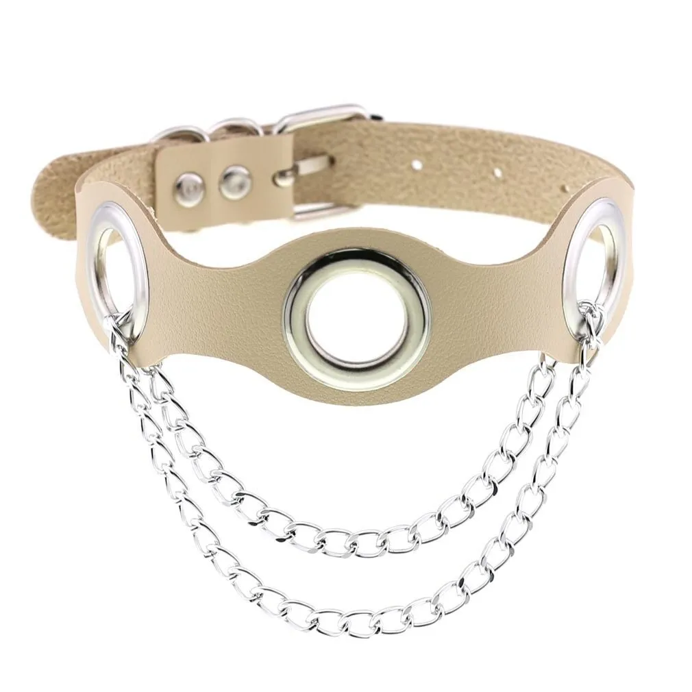 Aesthetic PU Leather Choker Collar For Women / Female Bondage Neckwear In Punk Fashion