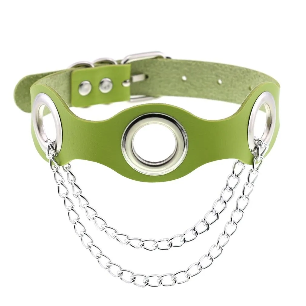 Aesthetic PU Leather Choker Collar For Women / Female Bondage Neckwear In Punk Fashion
