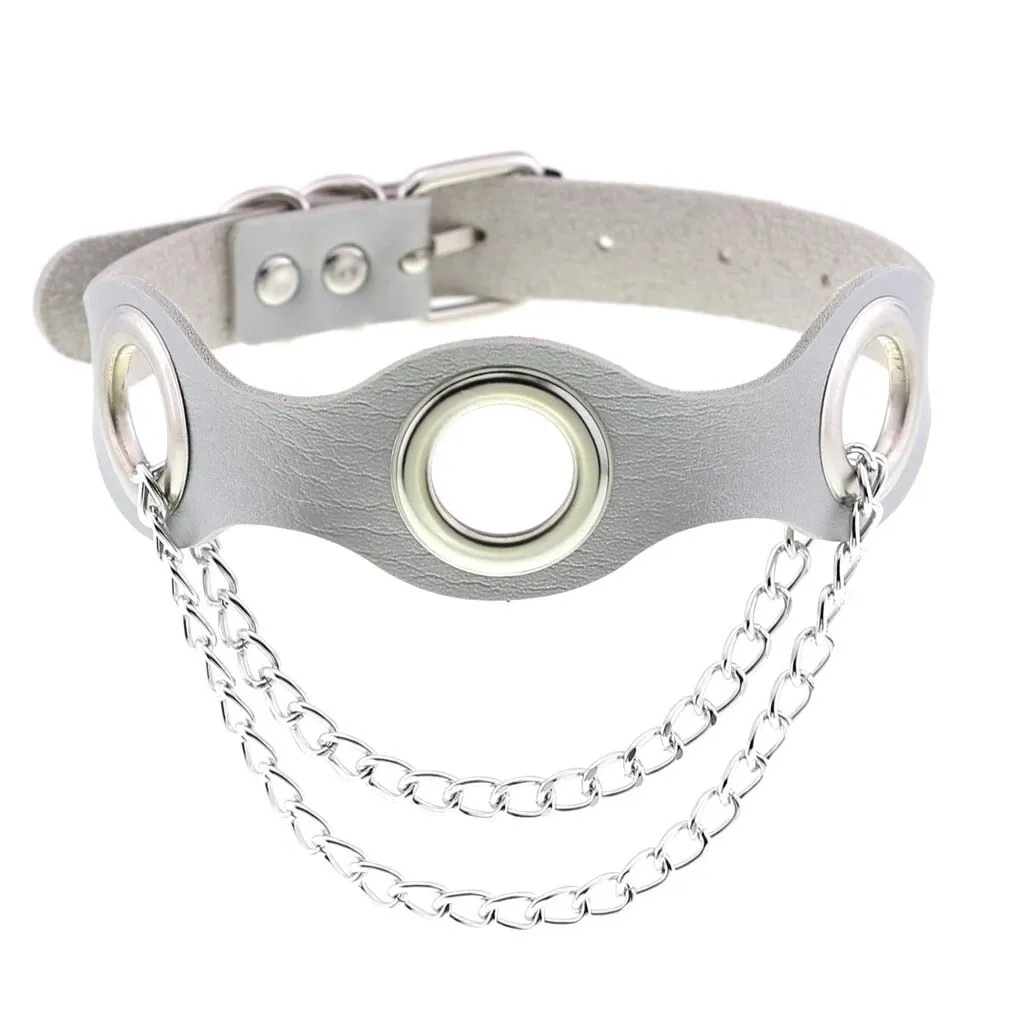 Aesthetic PU Leather Choker Collar For Women / Female Bondage Neckwear In Punk Fashion