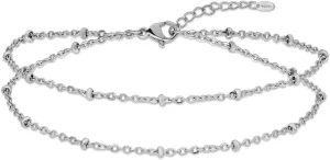 Amberta Silver Gold Waterproof Ankle Bracelets for Women | Boho Layered Anklets for Women | Summer Jewelry, Adjustable Ankle Chain Beaded Rope Heart