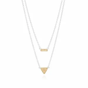 Anna Beck Reversible Petite Bar and Triangle	Double Necklace, 16-18"