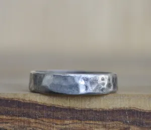 Antique Hammered Silver Ring - Size 6 Ring Size 6 (16.5 MM Band) - Hammered Silver Design - Vintage Rings Silver - Stirling Silver