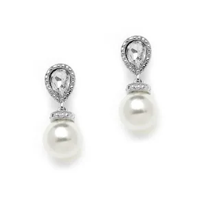 Antique Pears Bridal Earrings with Bold White Pearl Drops