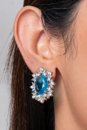 Aqua Oval Diamond Earrings