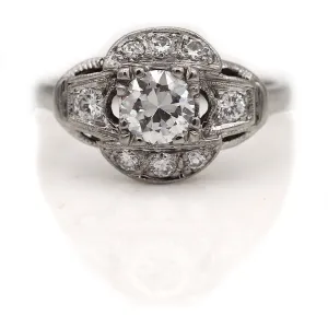 Art Deco 1.16 CTW Old European Cut Diamond Vintage Engagement Ring GIA E/SI1