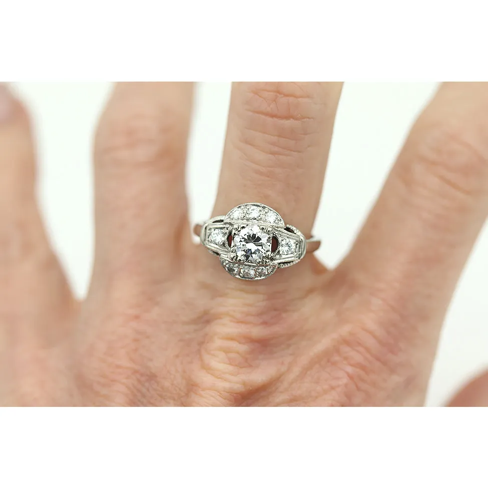 Art Deco 1.16 CTW Old European Cut Diamond Vintage Engagement Ring GIA E/SI1